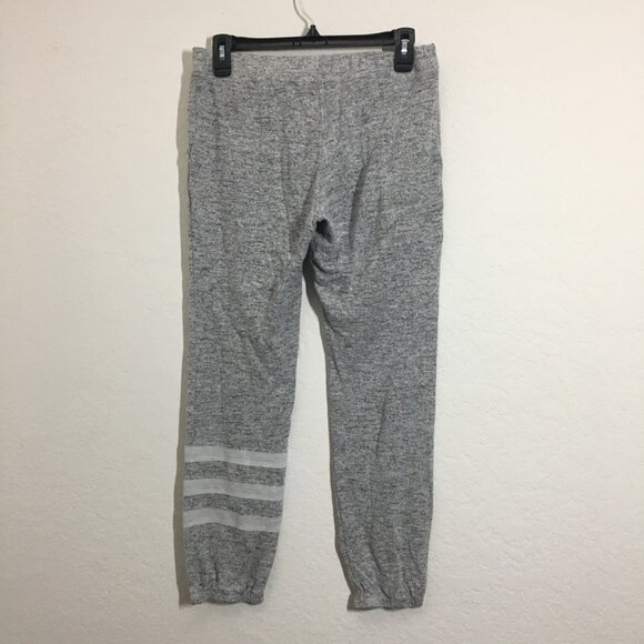 Volume Womens Small Jogger Made in USA Heather Gray 3 White Stripe Drawstring - Picture 5 of 12